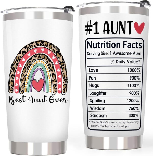 Best Aunt Ever Tumbler – #1 Aunt Gift with Funny Nutrition Facts