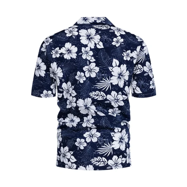Navy Hibiscus Hawaiian Shirt - Image 3