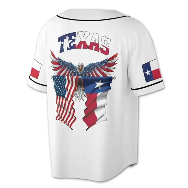 American Flag Texas Flag Eagle 3D All Over Print Baseball Jersey - Image 3