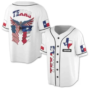 American Flag Texas Flag Eagle 3D All Over Print Baseball Jersey