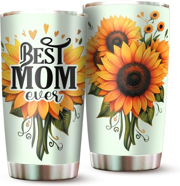 Best Mom Ever Sunflower Tumbler - Floral Mother’s Day Gift