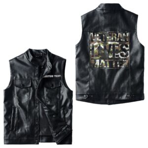 Veteran Lives Matter Leather Jacket – Custom Military Biker Style