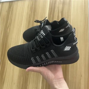 Black Knit Trainers Sneakers – Lightweight, Breathable & Non-Slip