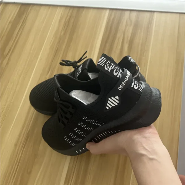 Black Knit Trainers Sneakers – Lightweight, Breathable & Non-Slip - Image 3