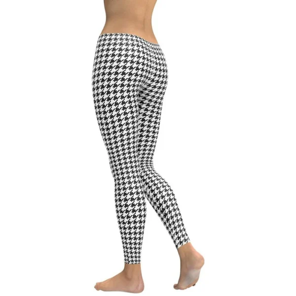 Black & White Houndstooth Print Leggings - Image 3