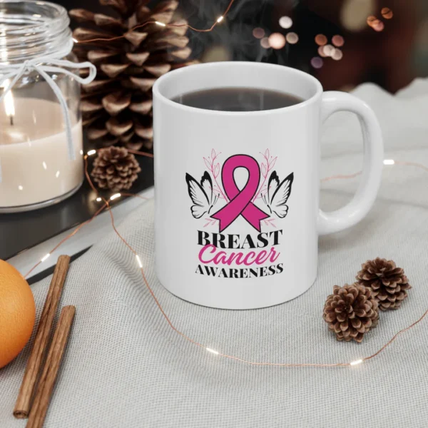 Breast Cancer Awareness Mug – Pink Ribbon & Butterfly Design - Image 4