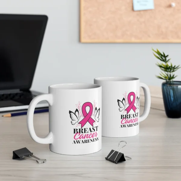 Breast Cancer Awareness Mug – Pink Ribbon & Butterfly Design - Image 3