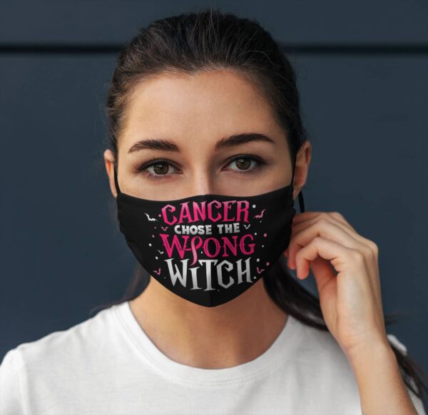 Cancer Chose the Wrong Witch Face Mask – Breast Cancer Awareness Witch Design - Image 2