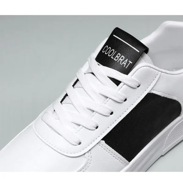 White & Black Retro Court Sneakers - Low-Top Everyday Classics Shoes - Image 2