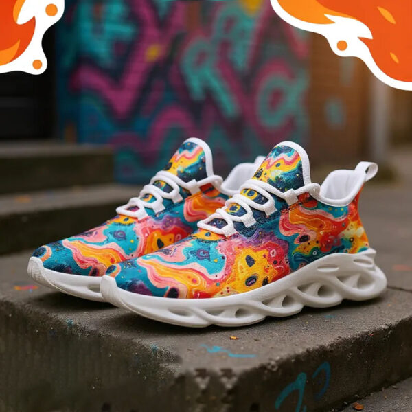 Color Splash Sneakers – Artistic Streetwear Running Shoes - Image 3