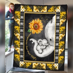 Elephant & Sunflower Quilt Blanket – “You Are My Sunshine”