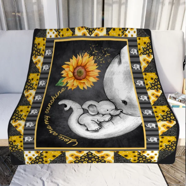 Elephant & Sunflower Quilt Blanket – “You Are My Sunshine” - Image 2