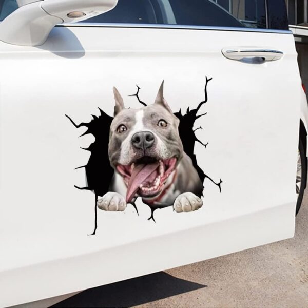 Funny 3D Pitbull Car Sticker – Cracked Glass Dog Window Decal - Image 2