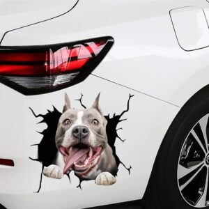 Funny 3D Pitbull Car Sticker – Cracked Glass Dog Window Decal