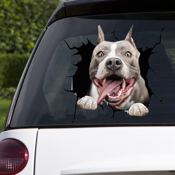 Funny 3D Pitbull Car Sticker – Cracked Glass Dog Window Decal - Image 3