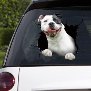 Funny 3D Dog Car Sticker – Pitbull Cracked Glass Window Decal