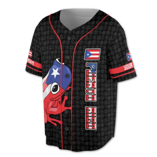 Puerto Rico Coquí Baseball Jersey – Flag & Frog Design - Image 2
