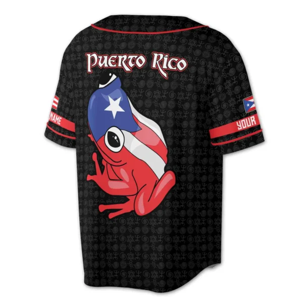 Puerto Rico Coquí Baseball Jersey – Flag & Frog Design - Image 3
