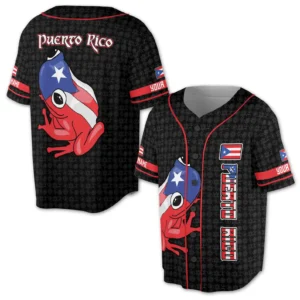 Puerto Rico Coquí Baseball Jersey – Flag & Frog Design