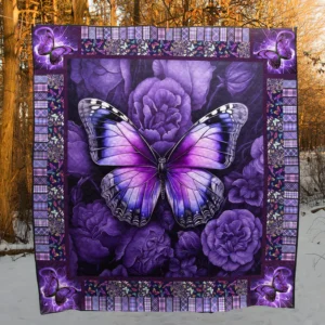 Purple Butterfly Quilt Blanket – Elegant Floral Bedding