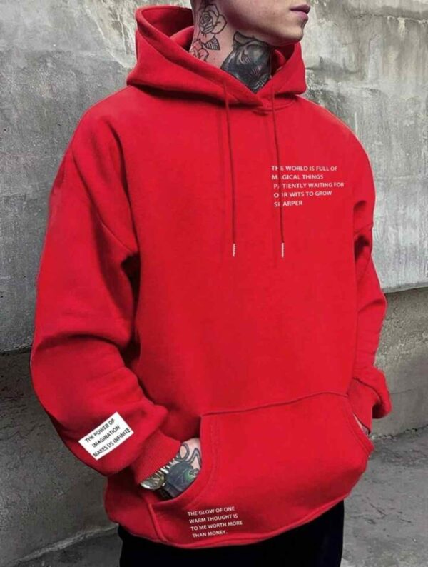Red Motivational Quote Hoodie – Casual Streetwear Pullover - Image 2