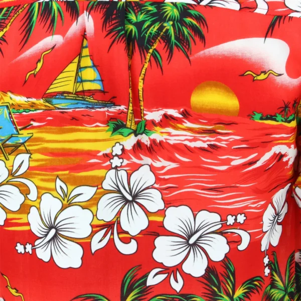 Tropical Sunset Beach Hawaiian Shirt – Red - Image 2