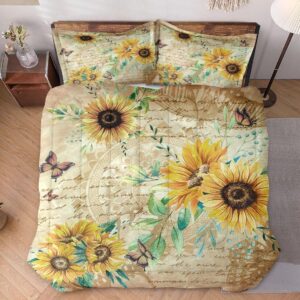 Sunflower & Butterfly Bedding Set – Rustic Floral Comforter
