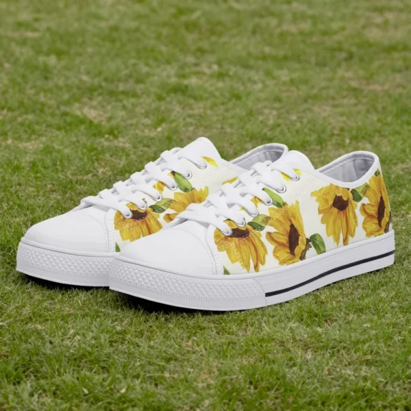 Sunflower Canvas Sneakers – Floral Low-Top Casual Shoes - Image 3