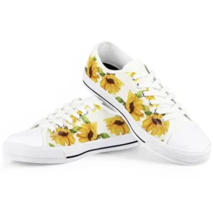 Sunflower Canvas Sneakers – Floral Low-Top Casual Shoes
