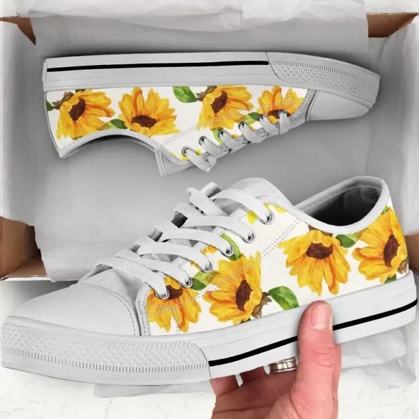 Sunflower Canvas Sneakers – Floral Low-Top Casual Shoes - Image 4