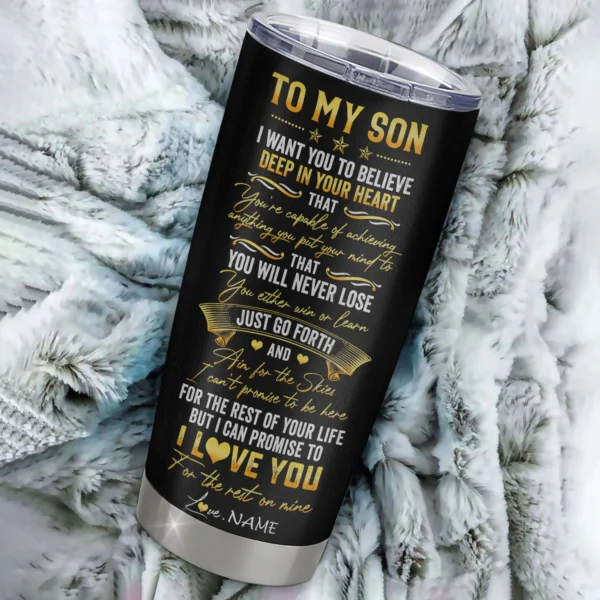 To My Son” Lion Tumbler – Inspirational Gift from Dad or Mom - Image 3