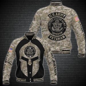 U.S. Army Veteran Camo Baseball Jacket – Military Tribute Bomber