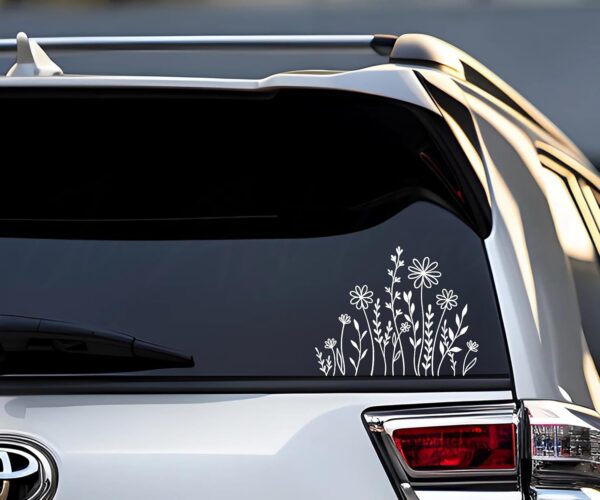 Wildflower Car Sticker – Aesthetic Floral Decal for Windows & Bumpers