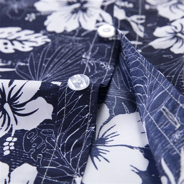 Navy Hibiscus Hawaiian Shirt - Image 2