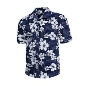 Navy Hibiscus Hawaiian Shirt