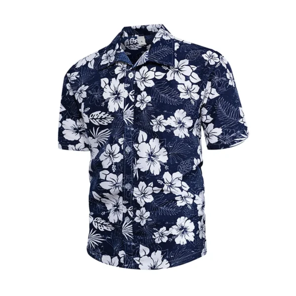 Navy Hibiscus Hawaiian Shirt